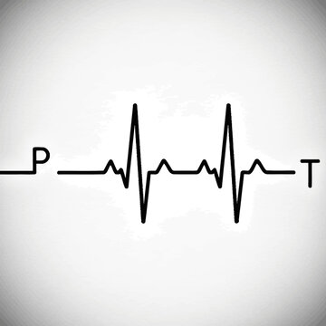 ECG heartbeat line graph with P and T labels, electrocardiogram waveform