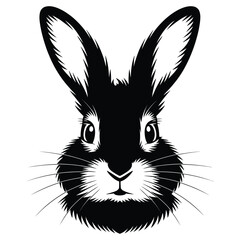 Fototapeta premium A striking black rabbit head illustration with detailed features a bold graphic silhouette