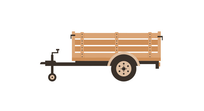 Illustration of a small wooden utility trailer with a black drawbar