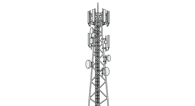 Detailed blueprint of a modern cellular communication tower structure