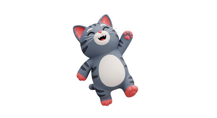 Fototapeta premium Happy 3D Cartoon Cat Waving