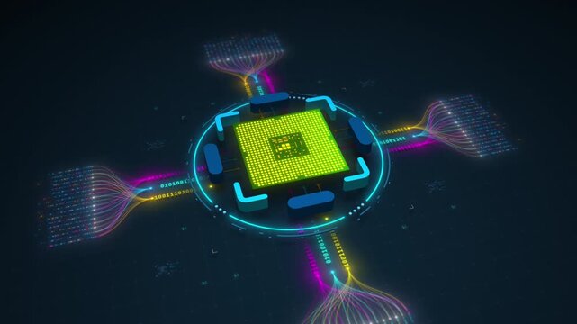 AI Artificial Intelligence Digital Core Processing Big Data Flow Visualization Seamless Loop