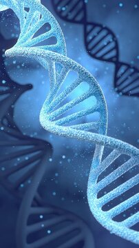 DNA Double Helix Spiral Molecule Structure, molecule or atom Science or medical background, 4K vertical mobile format.