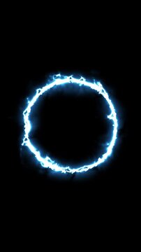 Blue Electric Energy Ring Motion Background Glowing Plasma Circle Portal Effect Seamless Loop 4K Animation