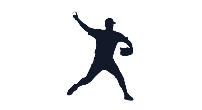 Baseball Player Throwing Ball Silhouette.