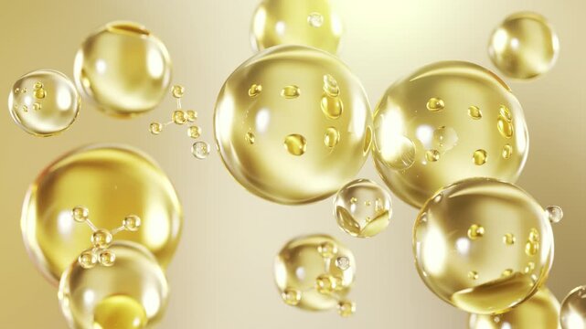 Cosmetic oil or Cosmetic Essence, Liquid Oil bubble background.