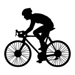 Fototapeta premium silhouette of a cyclist riding a mountain bike