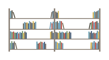 Flat bookshelf with multicolored books arranged in rows © JUNAYED STOCK