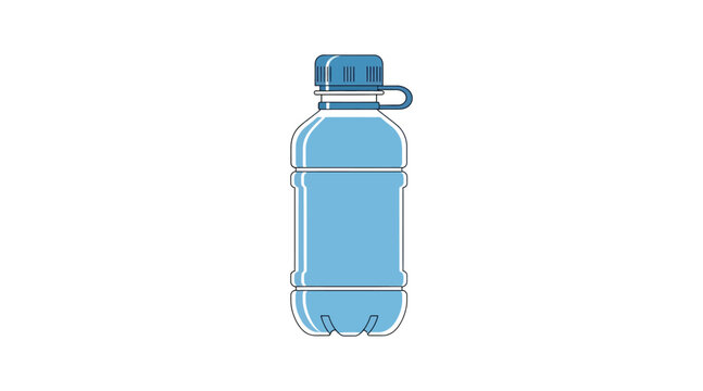 Flat blue water bottle with cap and handle blue bottle