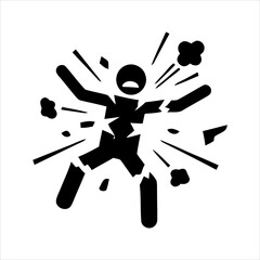 Exploding Person Icon - Symbol of Disaster, Danger, and Shock