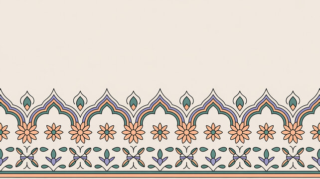 Intricate floral and geometric border pattern with gold accents, floral design