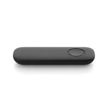 Sleek black USB flash drive with a single oval button on a clean white background