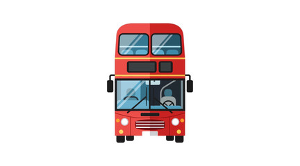 Red double-decker bus front view, flat red bus flat transportation © AmenaStock