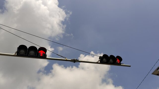 traffic light with clouds background