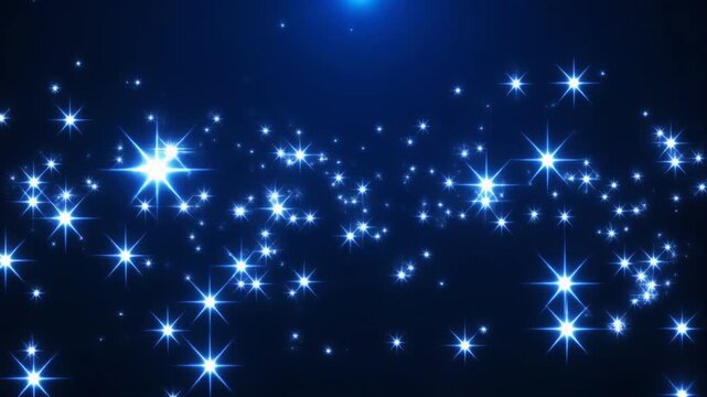 Bright Blue Star Field Sparkling on Deep Space Background &mdash; Cosmic Light Show
