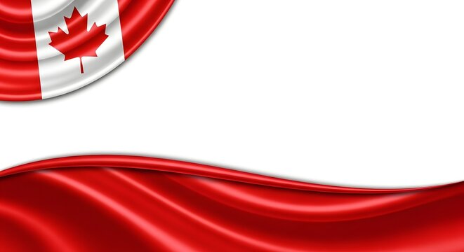 Waving canadian flag with red and white stripes national symbol of canada