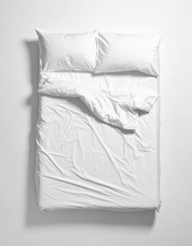 White bed sheet set with pillowcases on simple minimal , hygiene and bedding supplies for home or hotel use, everyday comfort