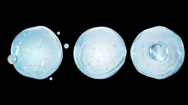 set of blue liquid bubbles, Cosmetic collagen serum With Alpha Channel.