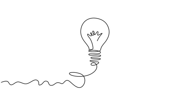 Inspiration, creative idea, light bulb, innovation concept, line art, vector illustration video