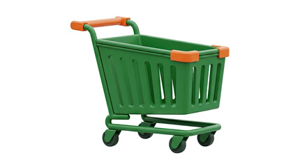 Fototapeta premium Green Shopping Cart with Orange Accents