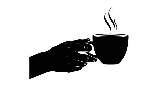 Hand holding a hot coffee cup.