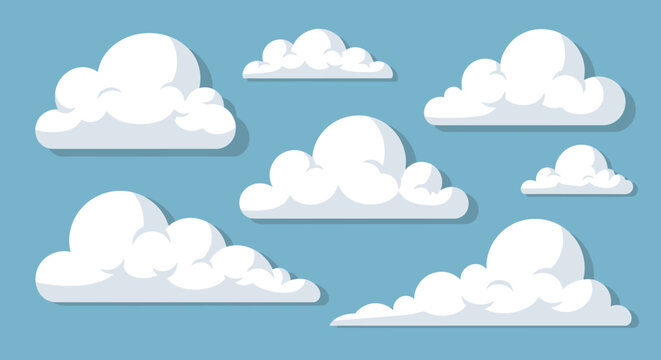 White cartoon fluffy cloud shapes.