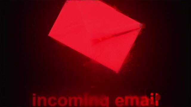 Neon emails alert icon, email spam alert animation on white background