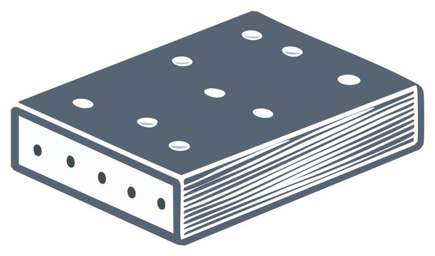 Vector illustration of a book with visible page edges and screws.
