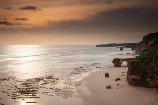 Golden sunset atmosphere at Mbawana Beach, West Sumba