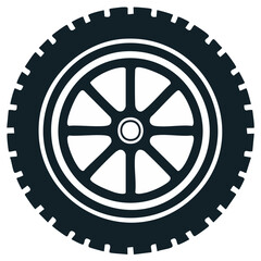 Fototapeta premium Heavy duty tire automotive part solid icon, transport vector round object with tread and wheel for automobile design