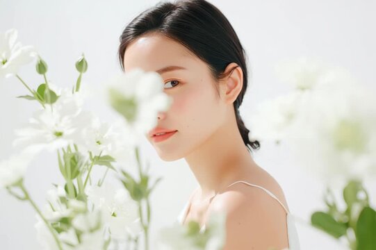 美容, 女性, スキンケア, 化粧品, ビューティー, 若い女性, 美肌, 日本人, アジア人, フェイシャル, メイク, 美容液, 保湿, クリーム, エイジングケア, 美容医療, エステ, 美容クリニック, 肌ケア, ナチュラルメイク, 透明感, ツヤ肌, モデル, 笑顔, ポートレート, クローズアップ, リラックス, 癒し, 健康的, 美白, コラーゲン, ヒアルロン酸, アンチエイジング