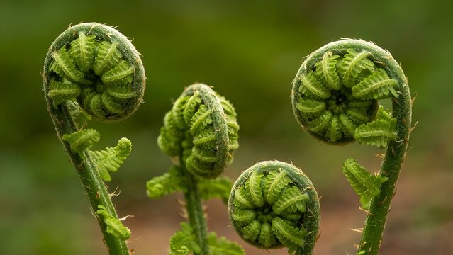 Illustration of fiddlehead ferns 