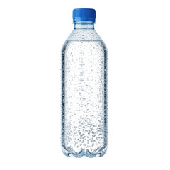 Naklejka premium Clear Plastic Water Bottle with Blue Cap Ready for Use, isolated on transparent background