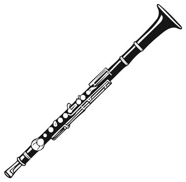 Illustration of a black and white oboe musical instrument
