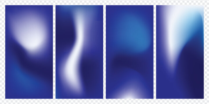 Abstract blue gradient blur backgrounds set with soft mesh and fluid light shapes