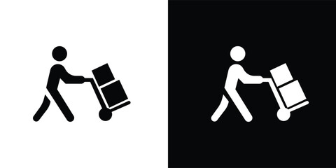 Stick figure pushing a hand truck with boxes © WASIF-MEHMOOD