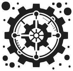 Obraz premium Complex Gear System Illustration, Mechanic Concept, Engineering Design and Construction Element Icon in Vector