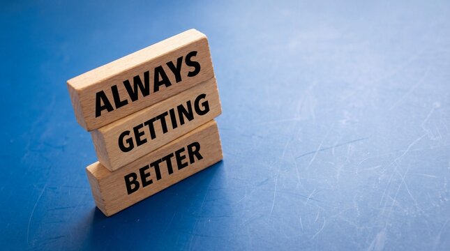 A motivational phrase on wooden blocks for business and personal growth