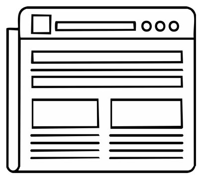 Newspaper Outline - Front Page Layout with Headline, Article, and Images for News, Journalism, and Communication
