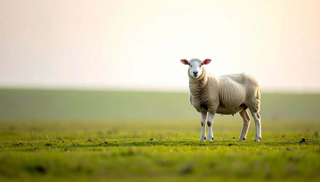 Sheep in Soft Open Space Representing Qurban Symbol and Peaceful Eid al-Adha Spirit