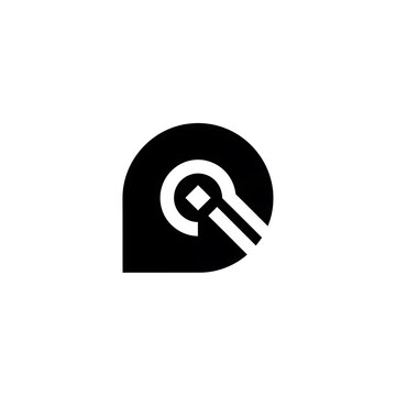 Minimalist geometric letter q or d logo design modern black and white icon illustration.