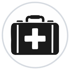 Obraz premium Medical first aid kit symbol with plus sign inside a circle