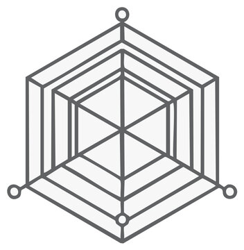 Abstract geometric radar chart with lines and circles, business diagram