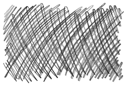 Abstract black chalk scribble lines forming dense crosshatch texture, isolated on cutout transparent background