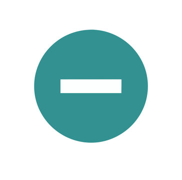 Minus Sign Icon in Teal Circle.