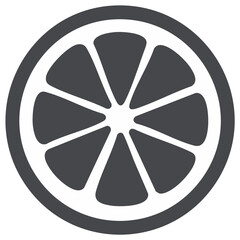 Fototapeta premium Stylized graphic of a citrus fruit slice, gray and white design.