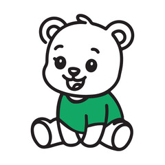 Charming cartoon bear cub with a green shirt a delightful silhouette © Papon Chandra Das