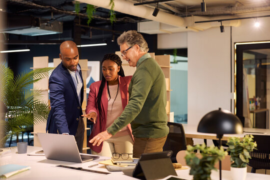 Serious multiethnic business people during meeting