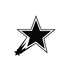 Obraz premium A black shooting star with a trailing tail against a white background