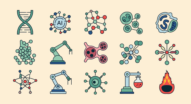 A minimalist graphic representing an atomic structure. Ideal for conveying concepts of science, technology, or interconnectedness in marketing or educ